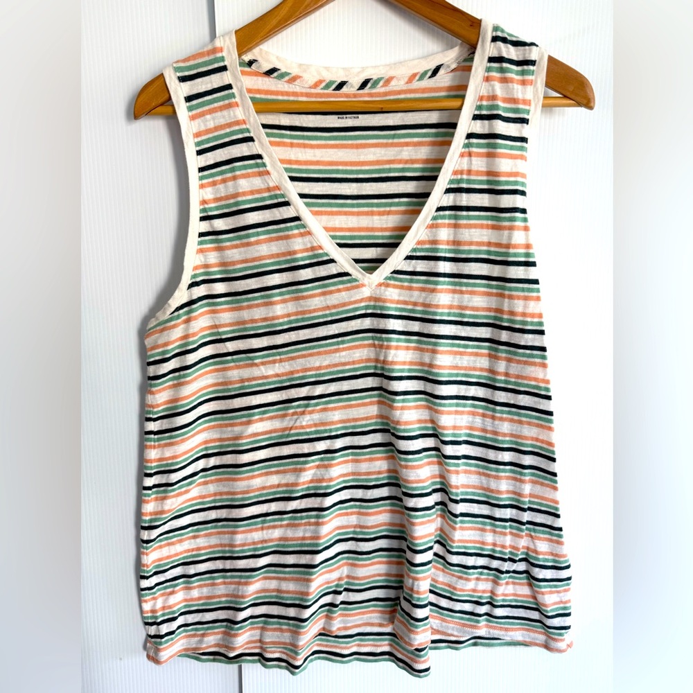 MADEWELL Multicolor Striped V-Neck Tank Top